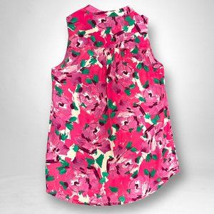 J. Crew Floral Button Up Sleeveless Blouse Pink Women's Size 2